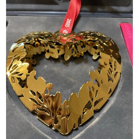 Georg Jensen 2015 Heart Unites With Mistletoe Christmas Ornament Box Denmark - Picture 2 of 5
